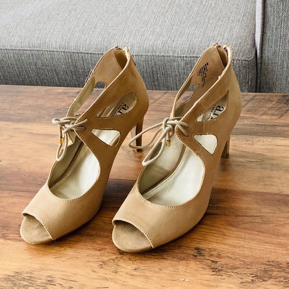 a.n.a. Chance Peep Toe Zip Up Suede Pumps